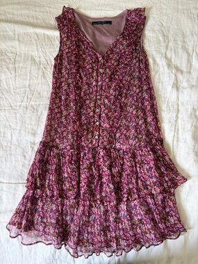 Vintage Zara Floral Ruffle Tiered Button Front Dress - SZ Large